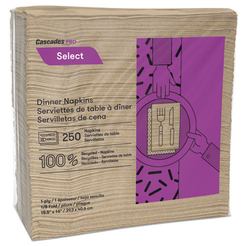 Select Dinner Napkins, 1-ply, 16 X 15.5, Natural, 250-pack, 12 Packs-carton