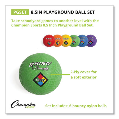 Playground Ball Set, 8.5" Diameter, Assorted Colors, 6-set