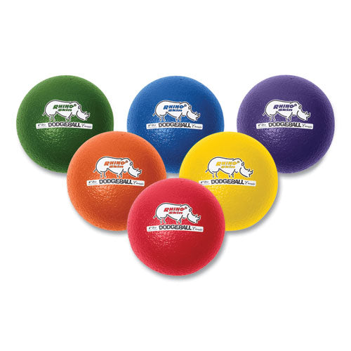 Rhino Skin Dodge Ball Set, 6" Diameter, Assorted Colors, 6-set