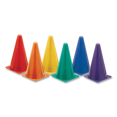Indoor-outdoor High Visibility Plastic Cone Set, Assorted Colors, 6-set