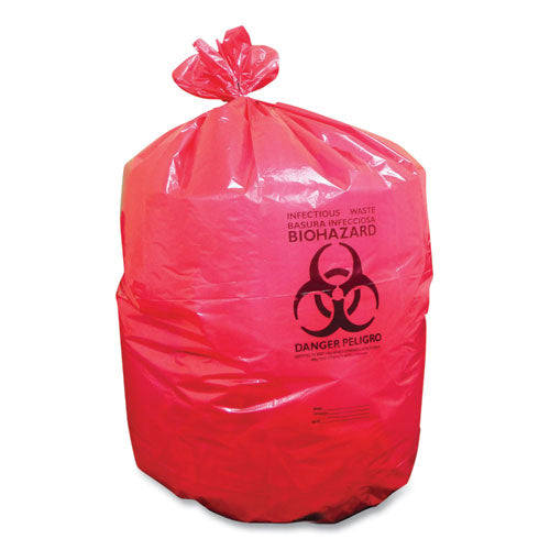 Biohazard Can Liners, 33 Gal, 33 X 39, Red, 150-carton