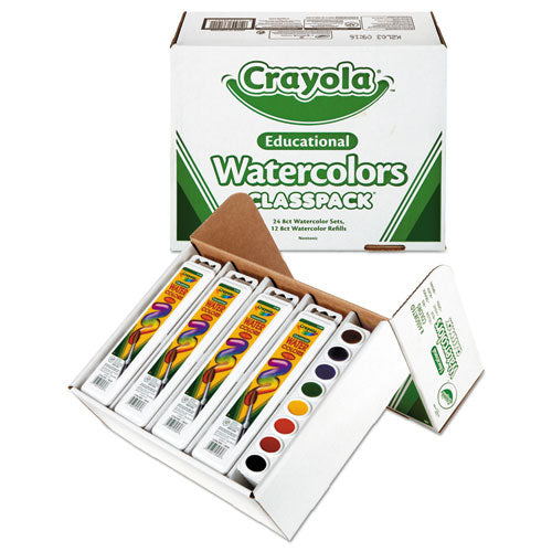 Watercolors, 8 Assorted Colors, Palette Tray, 36-carton