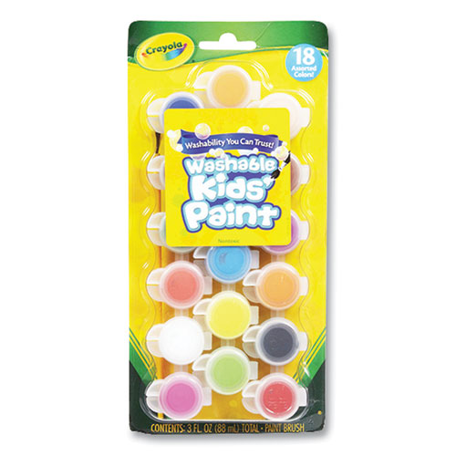 Washable Paint, 18 Assorted Colors, Interconnected 3 Oz Cups