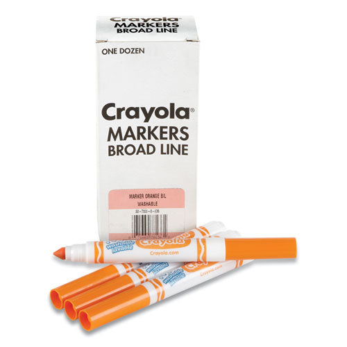 Broad Line Washable Markers, Broad Bullet Tip, Orange, 12-box