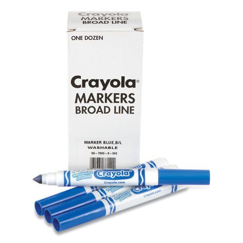 Broad Line Washable Markers, Broad Bullet Tip, Blue, 12-box