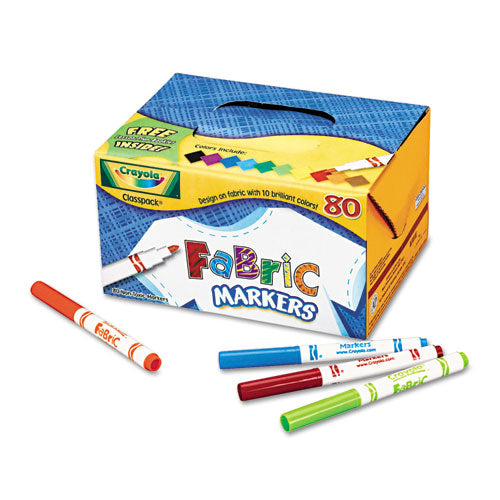 Fabric Marker Classpack, Broad Bullet Tip, Assorted Colors, 80-set
