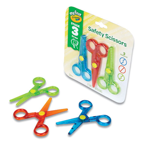 My First Crayola Safety Scissors, Rounded Tip, Assorted Straight Handles, 3-pack
