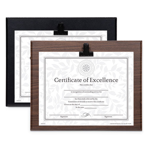 Plaque With Metal Clip, Wood, 8.5 X 11 Insert, Black