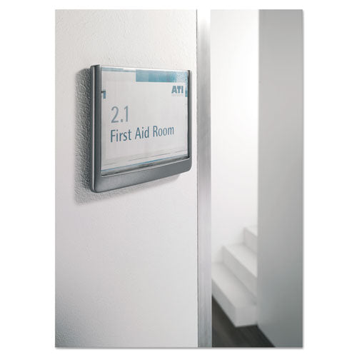 Click Sign Holder For Interior Walls, 6 3-4 X 5-8 X 5 1-8, Gray