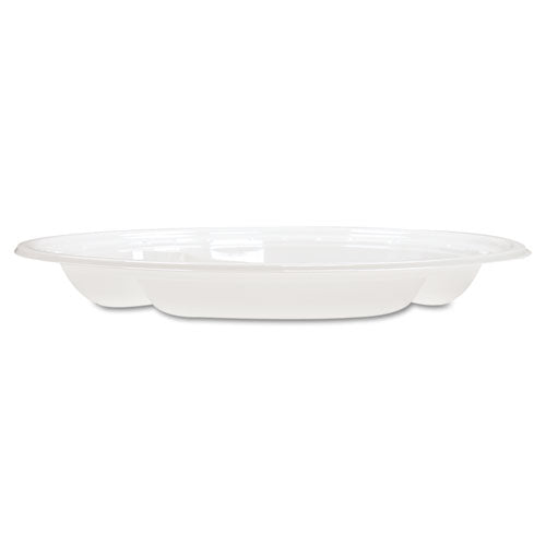 Famous Service Plastic Dinnerware, Plate, 3-compartment, 10.25" Dia, White, 125-pack, 4 Packs-carton