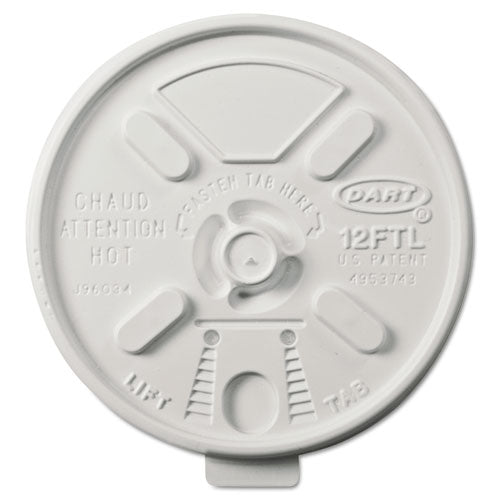 Lift N' Lock Plastic Hot Cup Lids, Fits 10 Oz To 14 Oz Cups, White, 1,000-carton