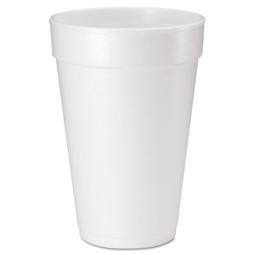 Foam Drink Cups, 16 Oz, White, 20-bag, 25 Bags-carton