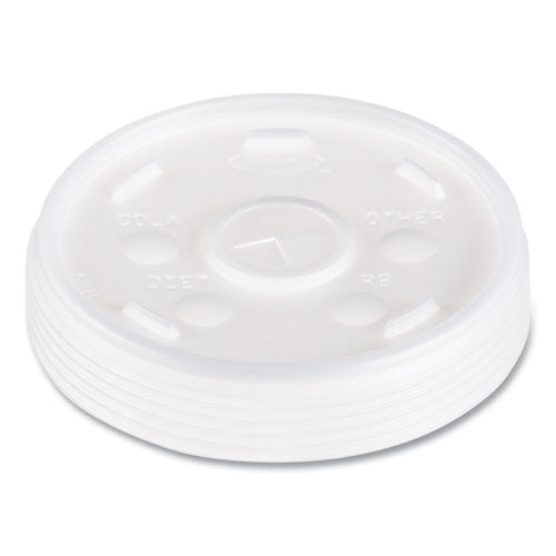 Plastic Lids, Fits 12 Oz To 24 Oz Hot-cold Foam Cups, Straw-slot Lid, White, 100-pack, 10 Packs-carton