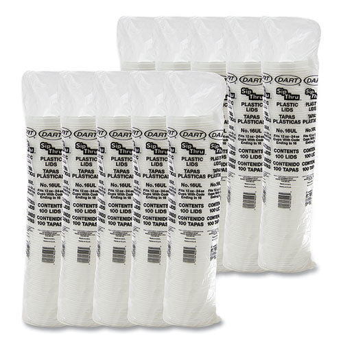 Plastic Lids, Fits 12 Oz To 24 Oz Hot-cold Foam Cups, Sip-thru Lid, White, 100-pack, 10 Packs-carton