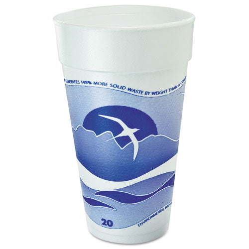 Horizon Hot-cold Foam Drinking Cups, 20 Oz, Printed, Blueberry-white, 25-bag, 20 Bags-carton