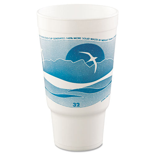 Horizon Hot-cold Foam Drinking Cups, 32 Oz, Teal-white, 16-bag, 25 Bags-carton