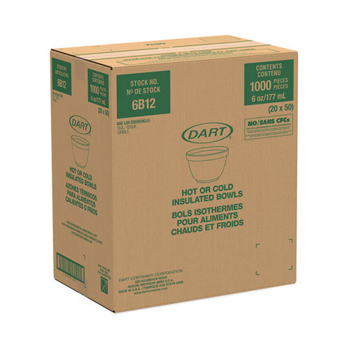 Foam Container, Squat, 6 Oz, White, 50-pack, 20 Packs-carton