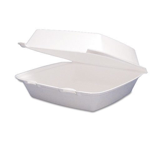 Foam Hinged Lid Containers, 1-compartment, 8.38 X 7.78 X 3.25, White, 200-carton