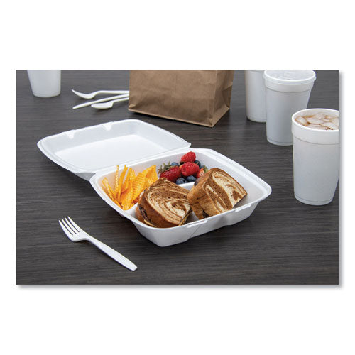 Foam Hinged Lid Containers, 3-compartment, 8.38 X 7.78 X 3.25, 200-carton