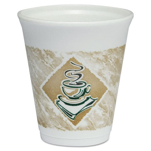 Café G Foam Hot-cold Cups, 8 Oz, Brown-green-white, 1,000-carton