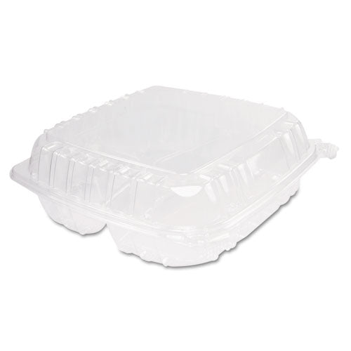Clearseal Hinged-lid Plastic Containers, 3-compartment, 9.5 X 9 X 3, 100-bag, 2 Bags-carton
