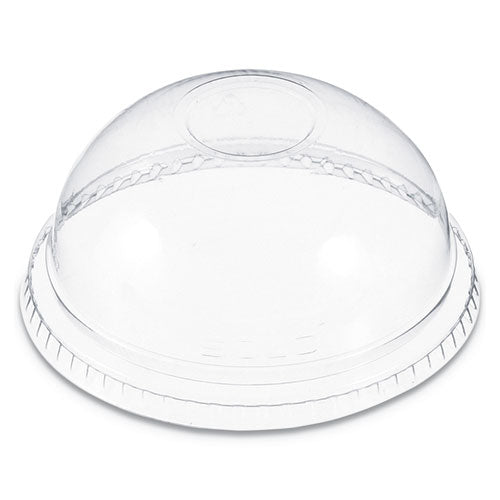 Plastic Dome Lid, No-hole, Fits 9 Oz To 22 Oz Cups, Clear, 100-sleeve, 10 Sleeves-carton