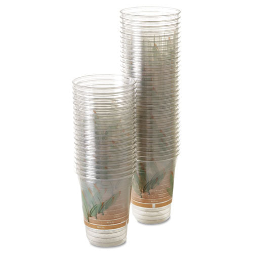 Bare Eco-forward Rpet Cold Cups, 16 Oz To 18 Oz, Leaf Design, Clear, 50-pack, 20 Packs-carton