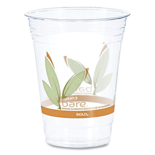 Bare Eco-forward Rpet Cold Cups, 16 Oz To 18 Oz, Leaf Design, Clear, 50-pack, 20 Packs-carton