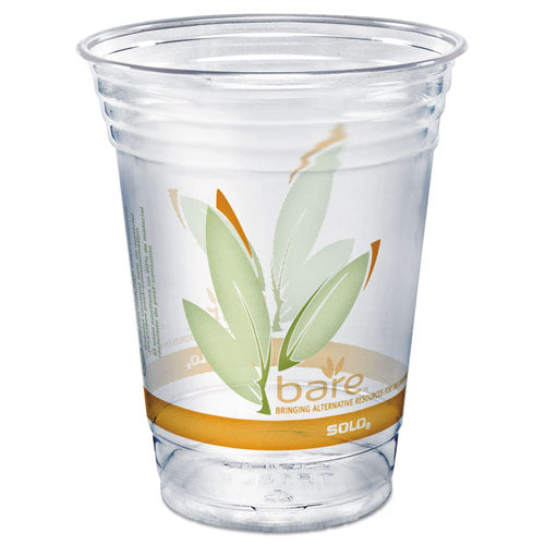 Bare Eco-forward Rpet Cold Cups, 16 Oz To 18 Oz, Leaf Design, Clear, 50-pack