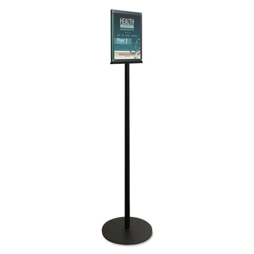 Double-sided Magnetic Sign Display, 8.5 X 11 Insert, 56" Tall, Clear-black