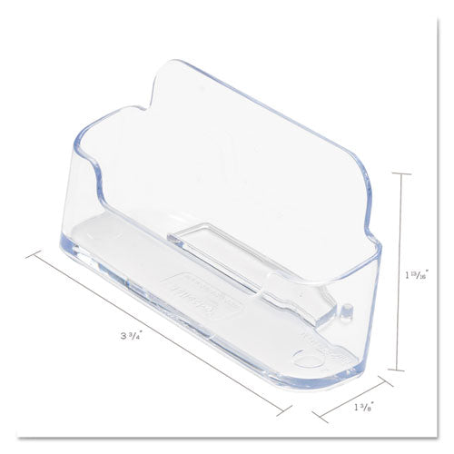 Horizontal Business Card Holder, Holds 50 Cards, 3.88 X 1.38 X 1.81, Plastic, Clear