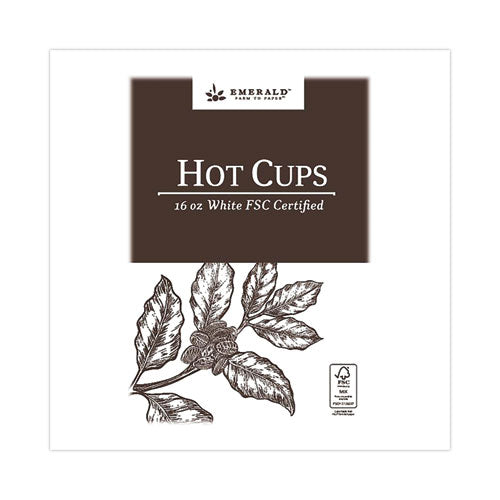 Compostable Paper Hot Cups, 16 Oz, White-brown, 50-pack, 10 Packs-carton