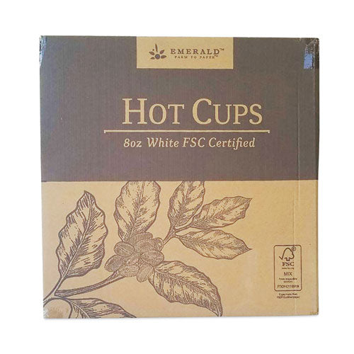 Paper Hot Cups, 8 Oz, White, 50-pack, 20 Packs-carton