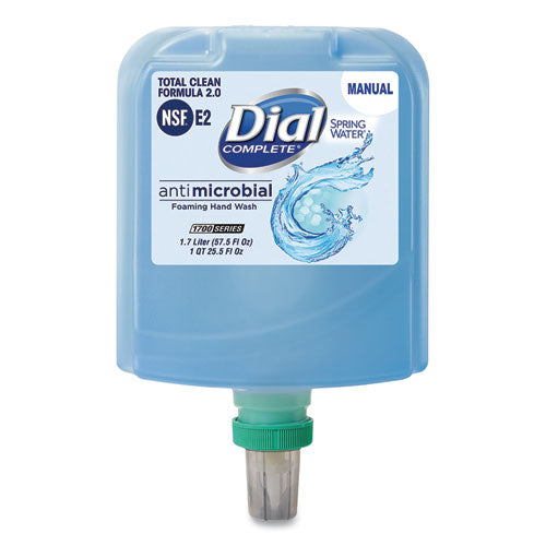 Antibacterial Foaming Hand Wash Refill For Dial 1700 Dispenser, Spring Water, 1.7 L, 3-carton