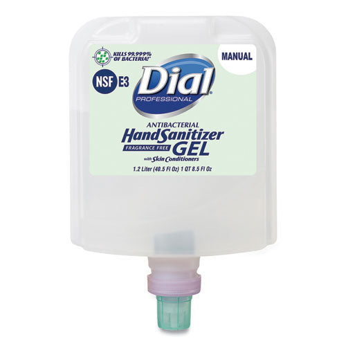 Antibacterial Gel Hand Sanitizer Refill For Dial 1700 Dispenser, Fragrance Free, 1.2 L, 3-carton