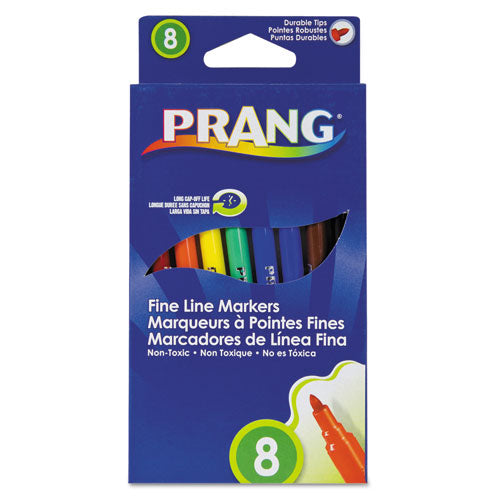 Fine Line Markers, Fine Bullet Tip, Assorted Colors, 8-set