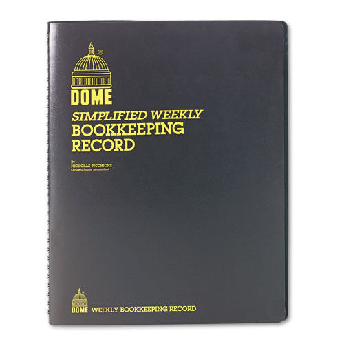 Simplified Weekly Bookkeeping Record, Brown Vinyl Cover, 128 Pages, 8 1-2 X 11