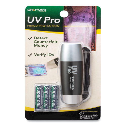 Uv Pro Ultraviolet Counterfeit Detector With Batteries, Black-silver