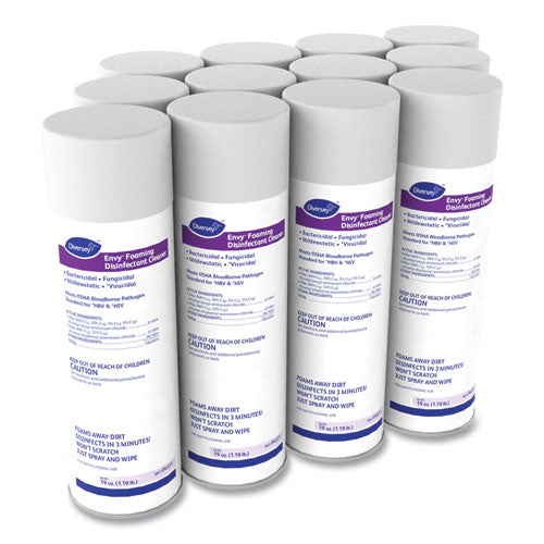 Envy Foaming Disinfectant Cleaner, Lavender Scent, 19 Oz Aerosol Spray, 12-carton