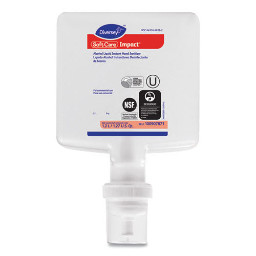 Soft Care Impact Liquid Hand Sanitizer For Intellicare Dispensers, 1.2 L Cartridge, Alcohol, 6-carton