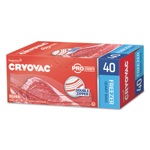 Cryovac One Quart Freezer Bag Dual Zipper, 1 Qt, 2.5 Mil, 7" X 7.94", Clear, 360-carton