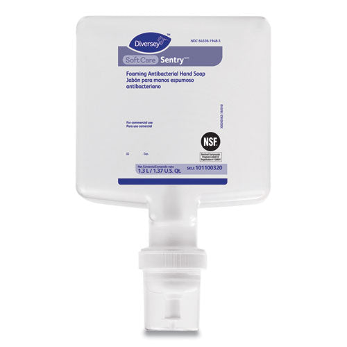 Soft Care Sentry Foaming Antibacterial Hand Soap, Fragrance-free, 1.3 L Cartridge Refill, 6-carton
