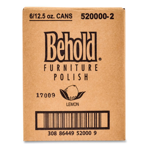 Behold Furniture Polish, Lemon, 12.5 Oz Aerosol Spray, 6-carton
