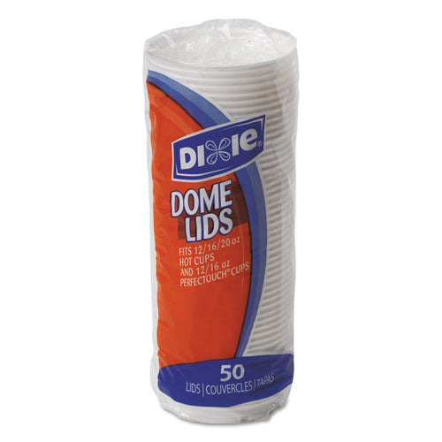 Dome Drink-thru Lids, Fits 10 Oz To 16 Oz Perfectouch; 12 Oz To 20 Oz Wisesize Cup, White, 50-pack