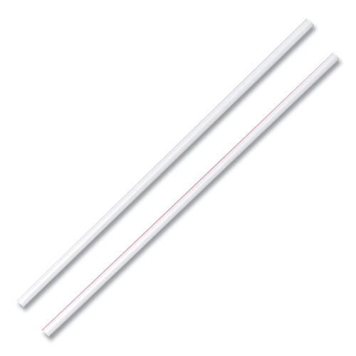 Unwrapped Hollow Stir-straws, 5", Plastic, White-red, 1,000-box