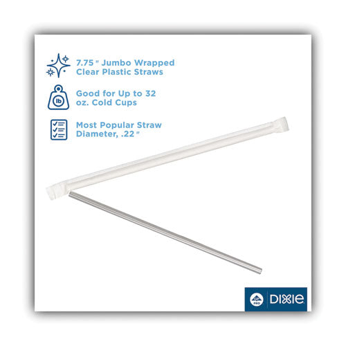 Jumbo Straws, 7.75", Plastic, Translucent, 500-box