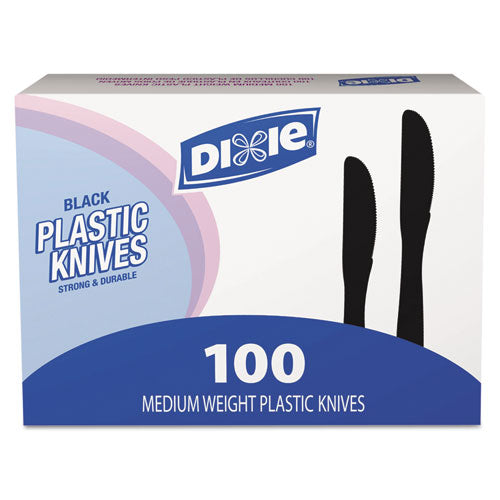 Plastic Tableware, Heavy Mediumweight Knives, Black, 100-box, 10 Boxes-carton