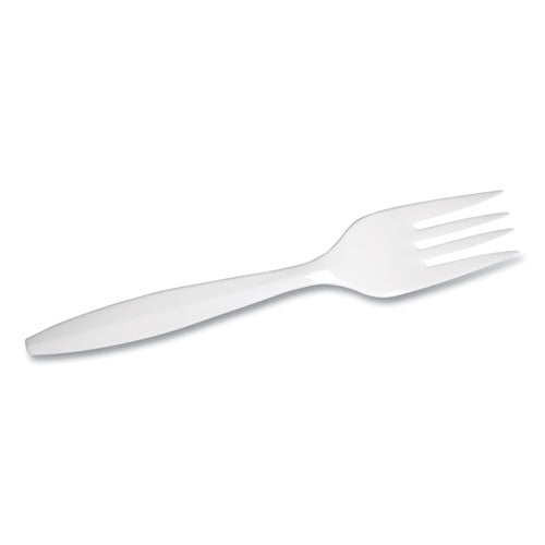 Mediumweight Polypropylene Cutlery, Fork, White, 1,000-carton