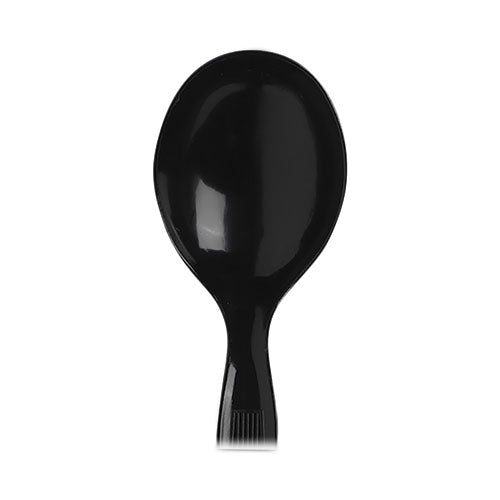 Individually Wrapped Mediumweight Polystyrene Cutlery, Soup Spoon, Black, 1,000-carton