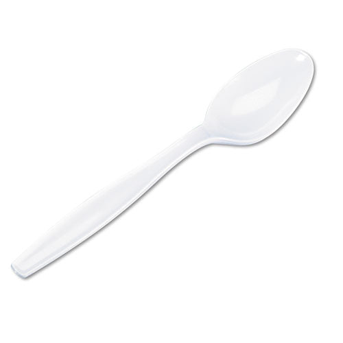 Plastic Cutlery, Heavyweight Teaspoons, White, 1,000-carton